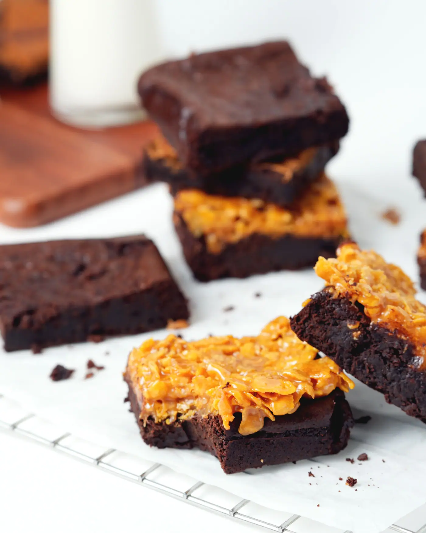 Fudgy brownies with a cornflake crunch layer